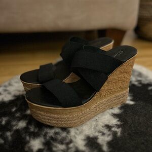 (LIKE NEW) Black Wedge Sandals